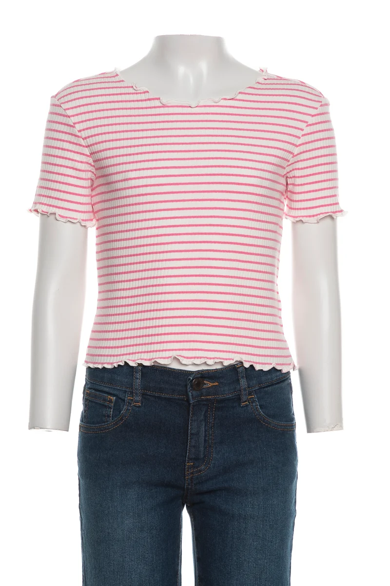 T Shirt Kids Only Da Bambina Righe Bianco/Rosa